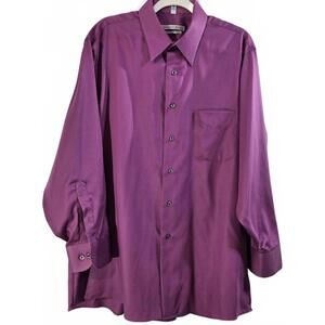 Geoffrey Beene Men's Long Sleeve Button-Up Dress Shirt in Purple Size 17.5 32/33